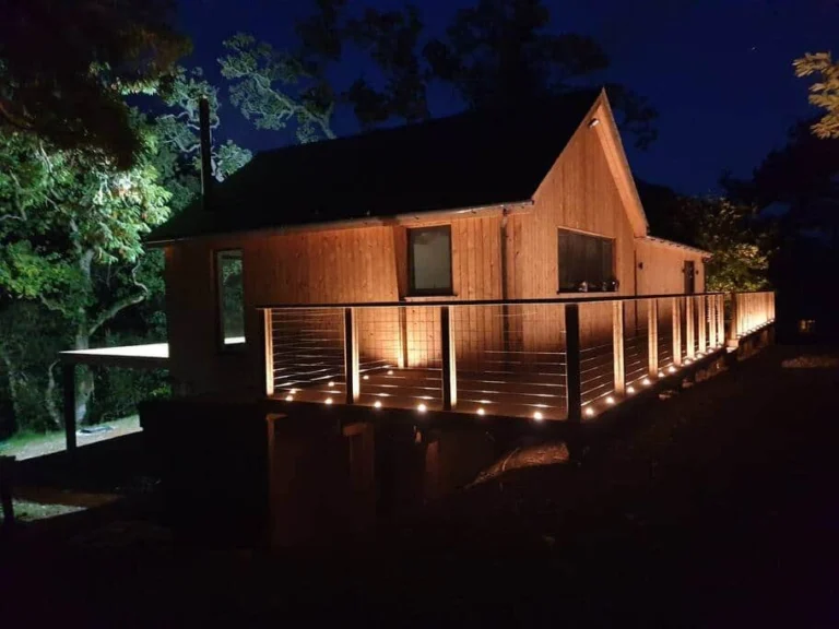 exterior of tresillian lodge in an oak woodland valley